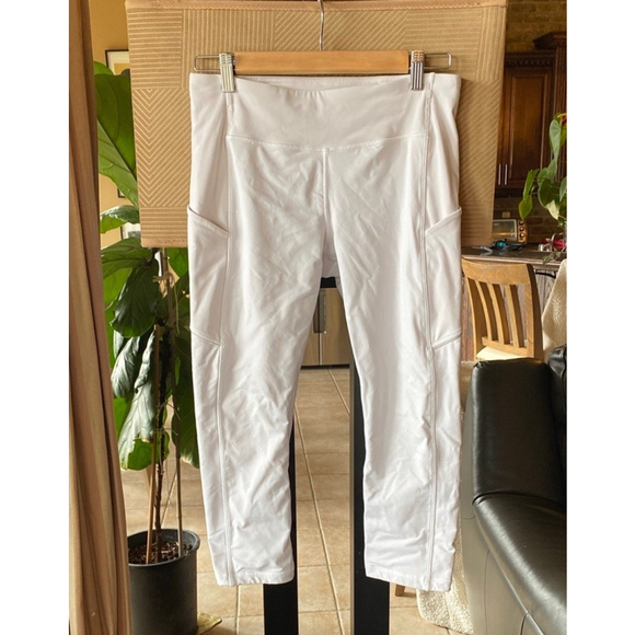LULULEMON Speed Up Crop 21" White Stripe Design Workout Leggings Size 8 - Picture 3 of 12